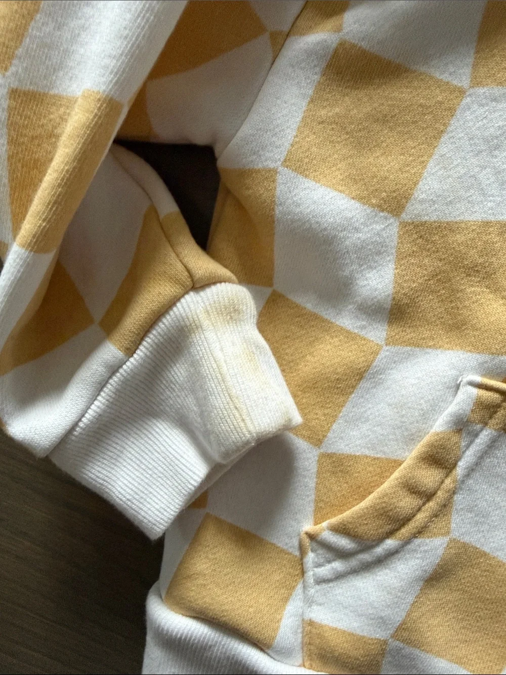 Baby Gap 3T Checkerboard Zip Hoodie Yellow White Logo